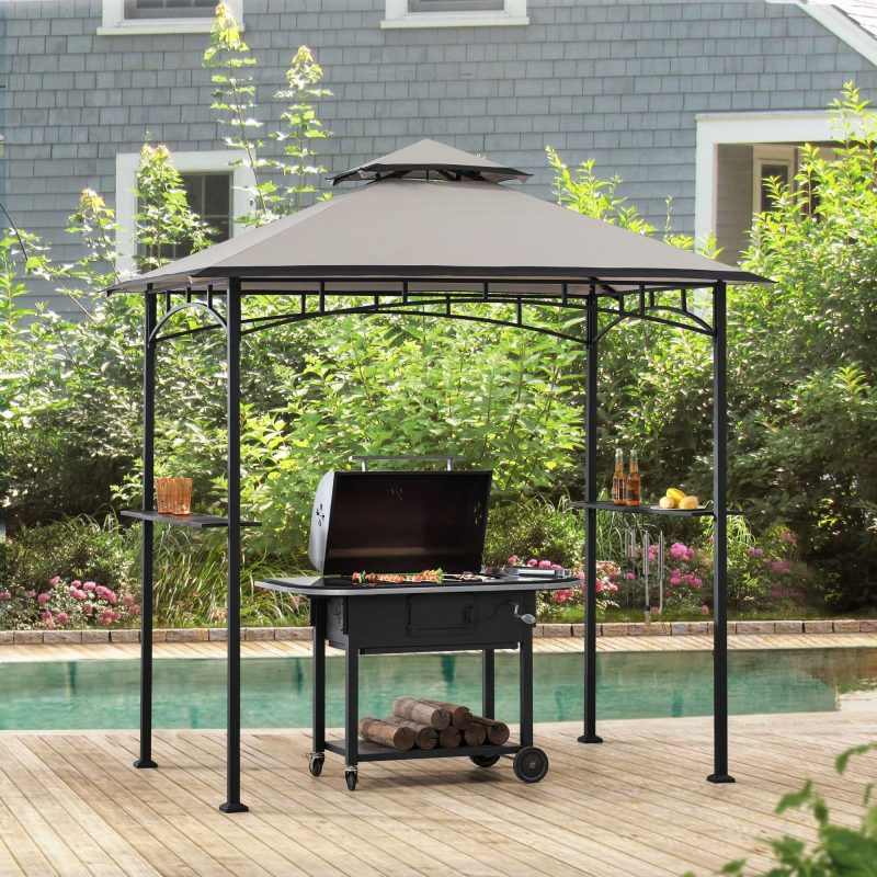 5x8 BBQ Grill Gazebo with Bar Shelves and Hooks