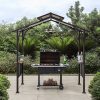 5x8 Backyard Hardtop Grill Gazebo with Ceiling Hook and Bar Shelves