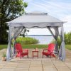 11x11 Pop Up Gazebo Tent with Netting and Carry Bag - Light Gray