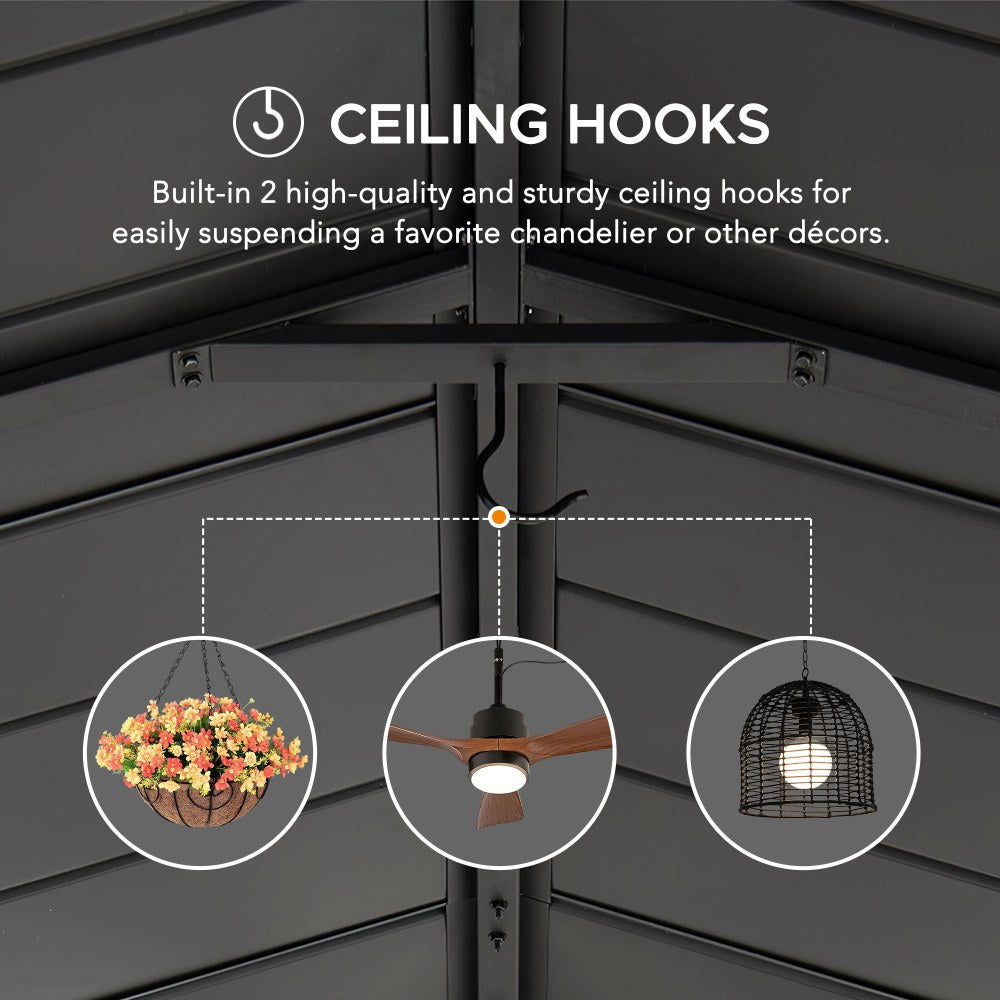 20x14 Steel Carport Sturdy Gazebo with 2 Ceiling Hooks