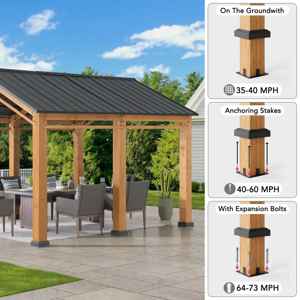 11x13 Small Wooden Carport Gazebo with Ceiling Hook