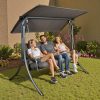 3-Seat Italian-Made Patio Swing Chair with Adjustable Canopy and 4