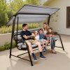 4-Seat Italian-Made Patio Swing Chair / Bed with Adjustable Canopy and Cushions – Stripe
