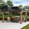 11x13 Cedar Hardtop Gazebo with Heavy-Duty Steel Roof & Ceiling Hook - Natural Cedar