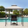 5x8 BBQ Grill Gazebo with Bar Shelves and Hooks - Beige & Black