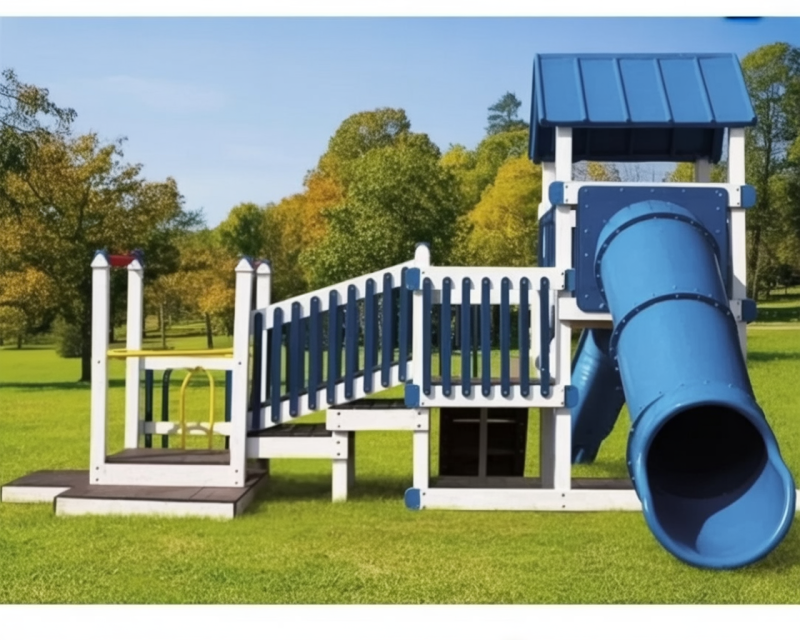 Knight’s Castle Commercial Playset – Vinyl Playground with Tube Slide and Ramp