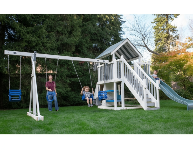 Wooden Playset with Swings & Slide – Backyard Fun for Kids