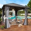 10x 10 Hardtop Gazebo, Outdoor Aluminum Frame Canopy with Netting and Curtain for Garden, Patio, Lawns, Gray