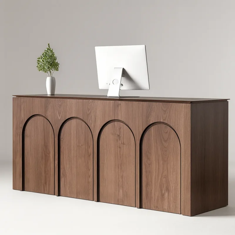 Casual Rectangular Reception Desk With Storage For Office