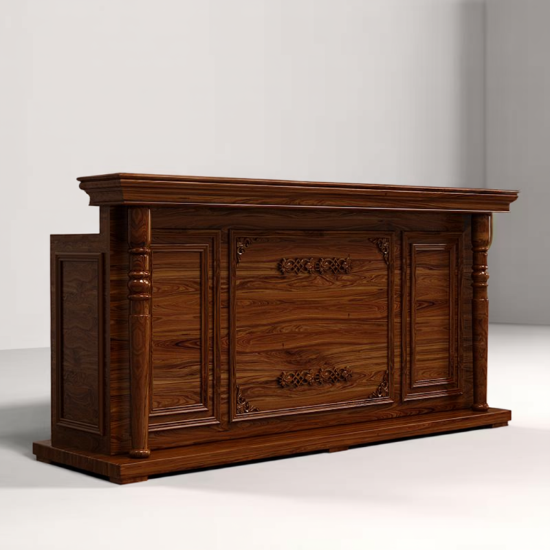 Classic Rectangular Reception Desk With Hutch