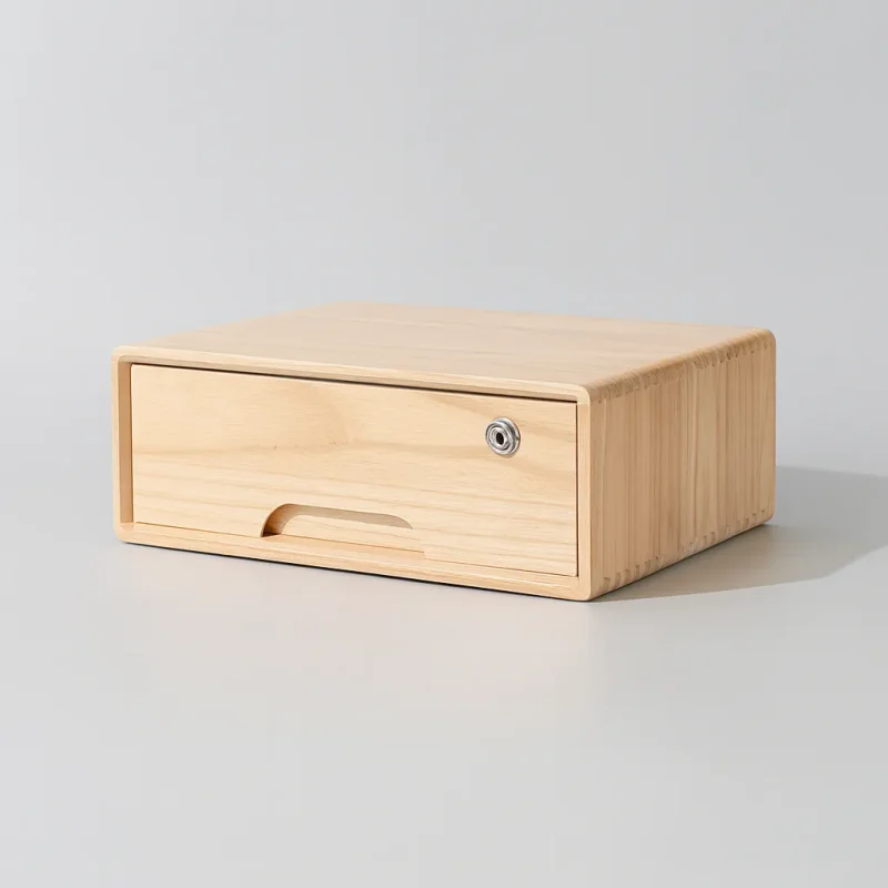 Compact Wooden Desktop Storage Cabinet With Drawer
