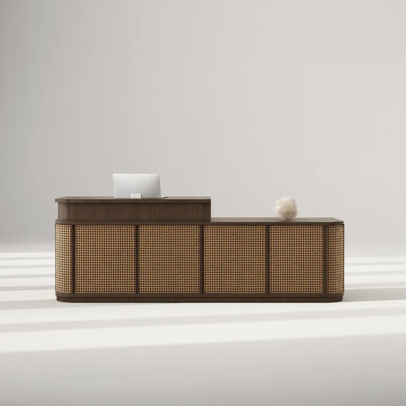 Modern Rectangular Reception Desk With Hutch