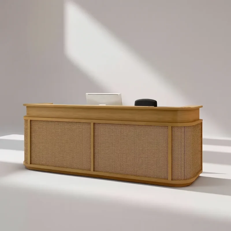 Modern Wooden Reception Desk For Office Workspace
