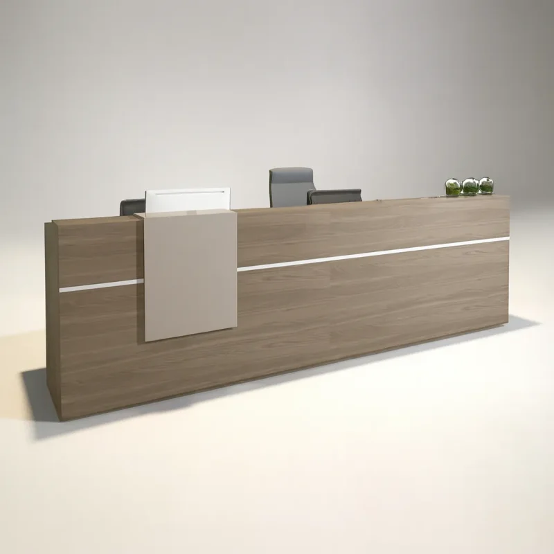 Modern Wooden Reception Desk With Minimalist Design For Office