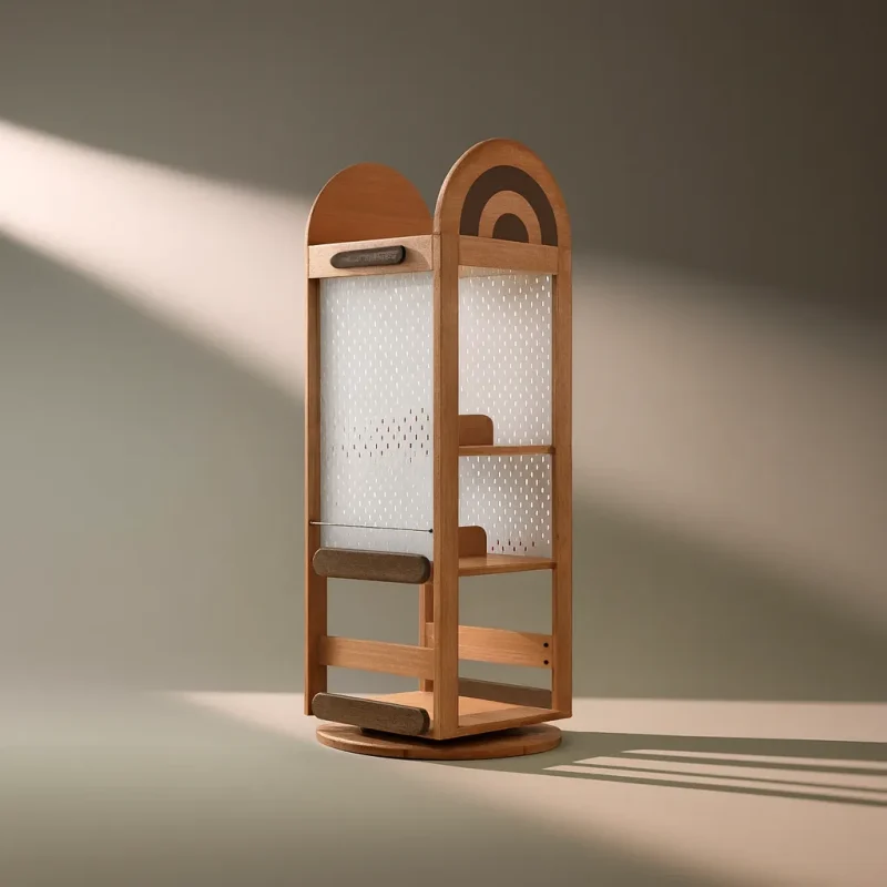 Modern Wooden Rotating Bookshelf