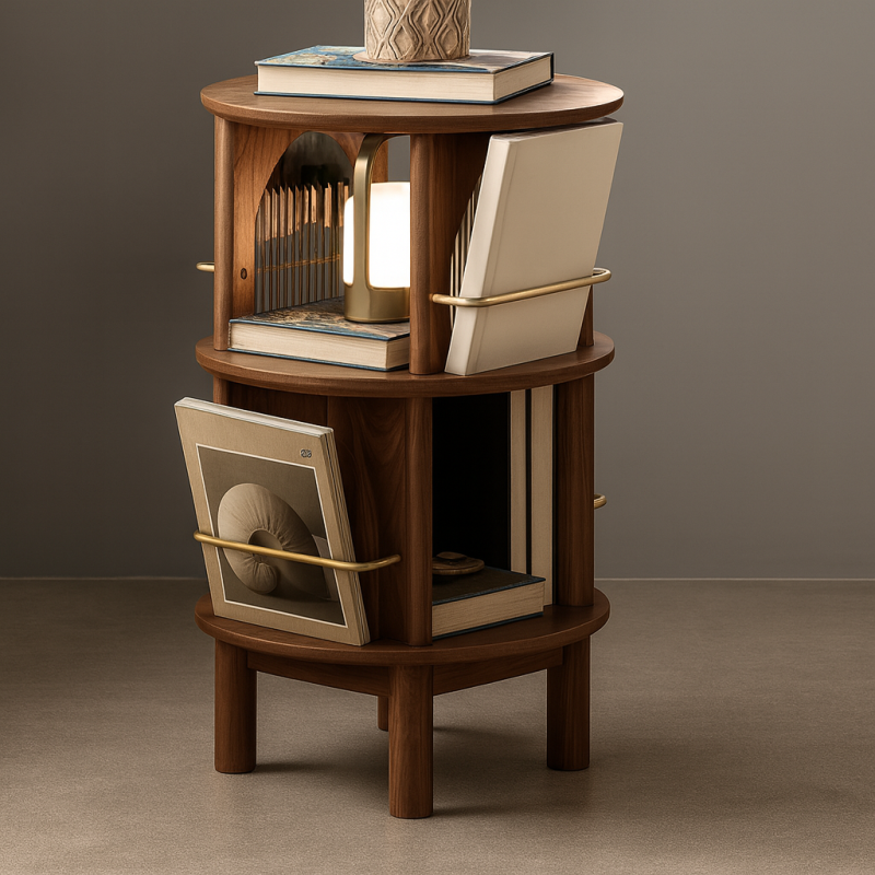 Modern Wooden Round Bookshelf For Office