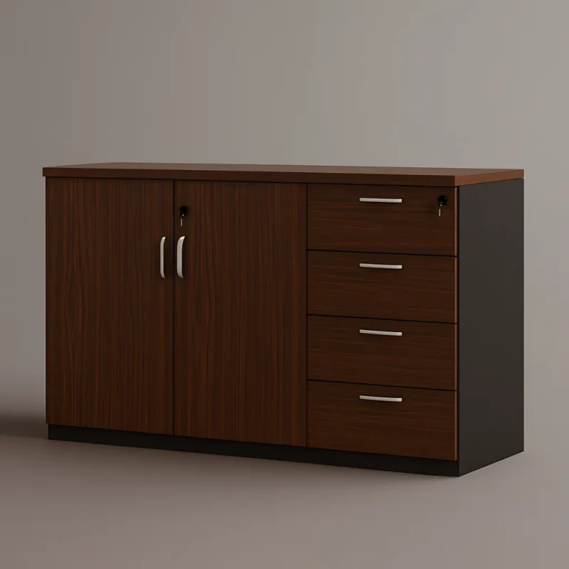 Modern Wooden Storage Cabinet With Drawers And Doors