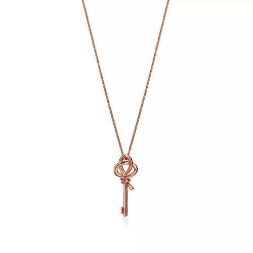 Pnstime T Keys Woven Pink Diamonds Medium Necklace