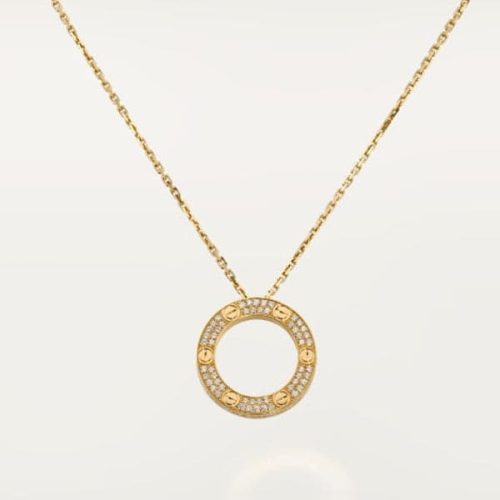 Pnstime Love Elegant Diamond-Paved Love Necklace