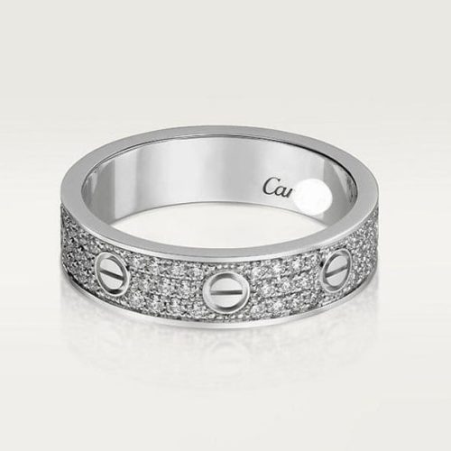 Pnstime Love Diamond-Paved 5mm Ring Classic Sparkle
