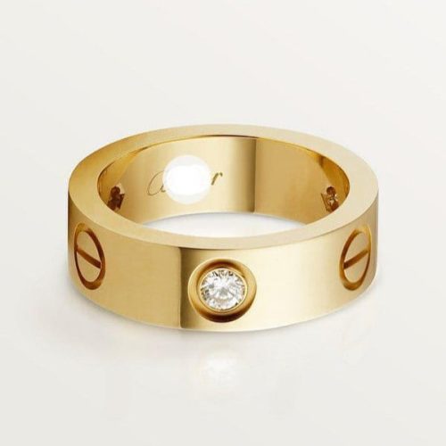 Pnstime Three Diamonds Love Wedding Ring Classic