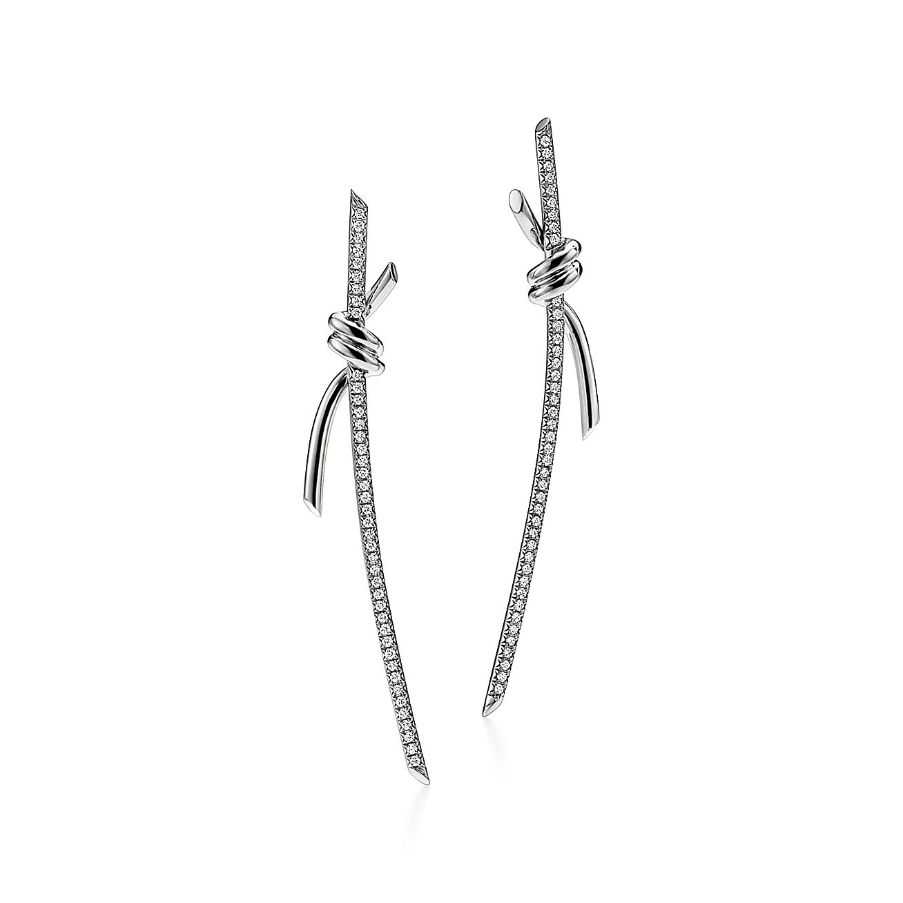 Pnstime T Knot Drop Diamonds Earrings - Image 6