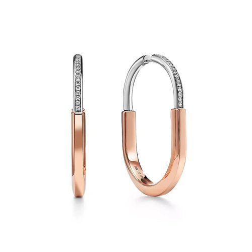 Pnstime T Lock Diamond Earrings
