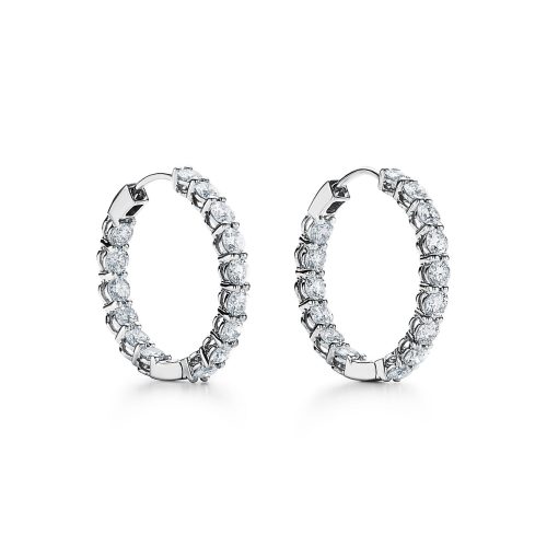 Pnstime T Hoop Diamonds Earrings