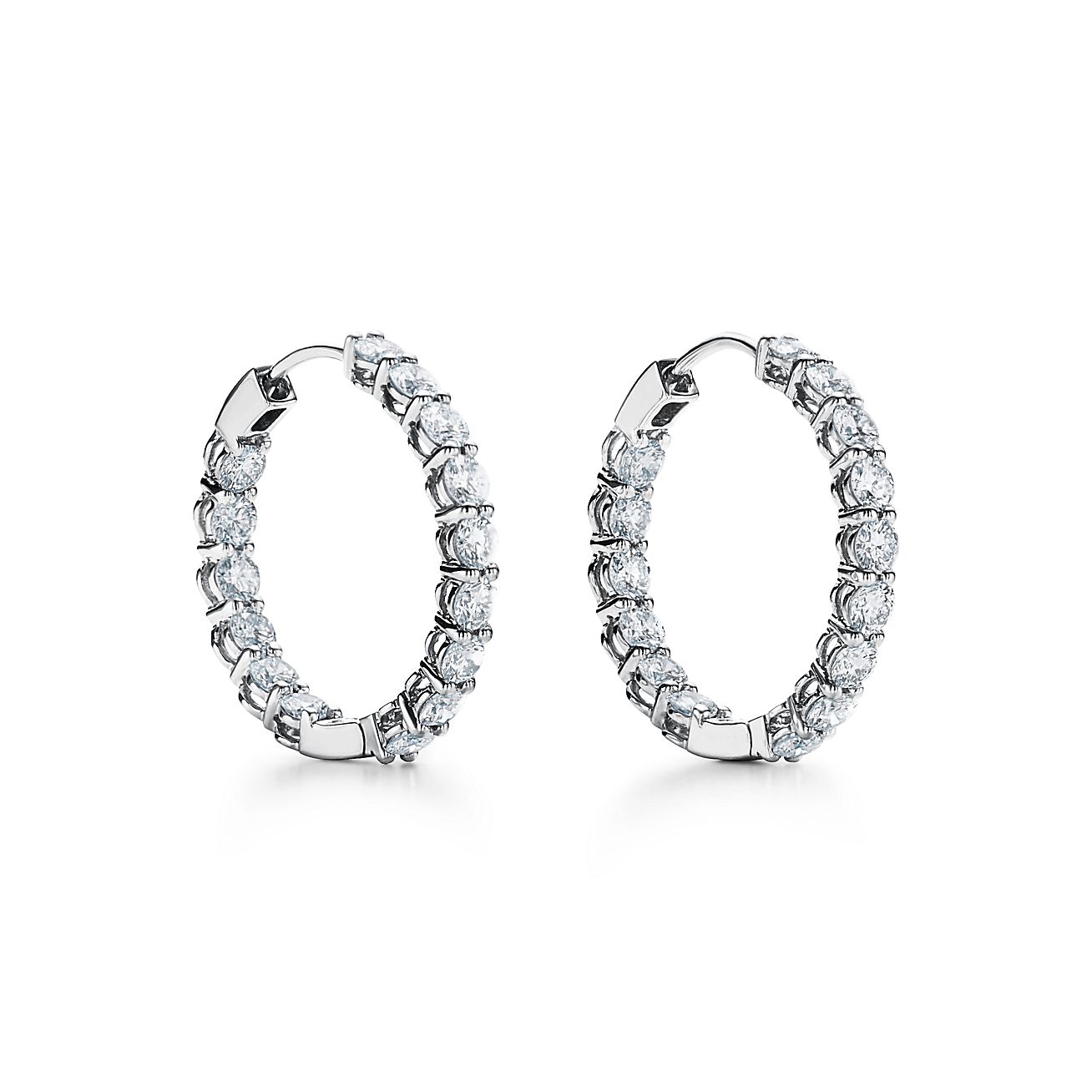 Pnstime T Hoop Diamonds Earrings