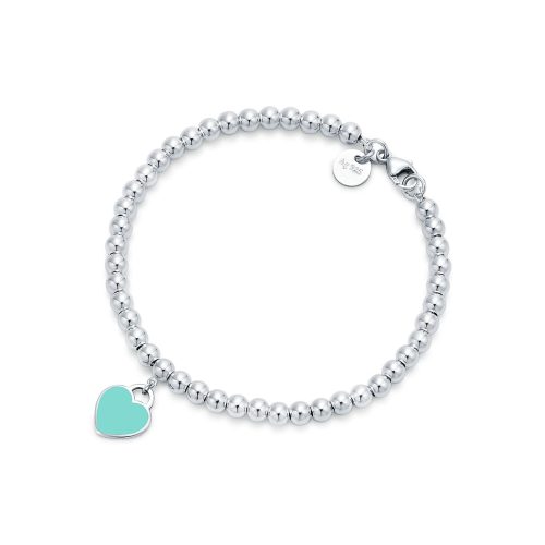 Pnstime Return to Blue Heart Tag Bead Bracelet