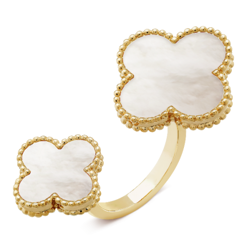 Pnstime Magic Alhambra Mother Of Pearls Clover Ring Classic