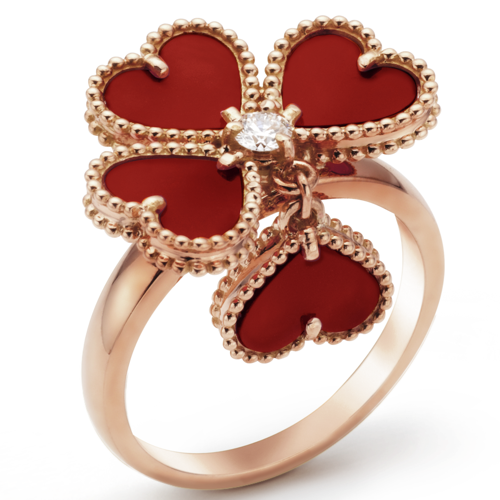 Pnstime Sweet Alhambra Effeuillage Ring Gift Jewelry