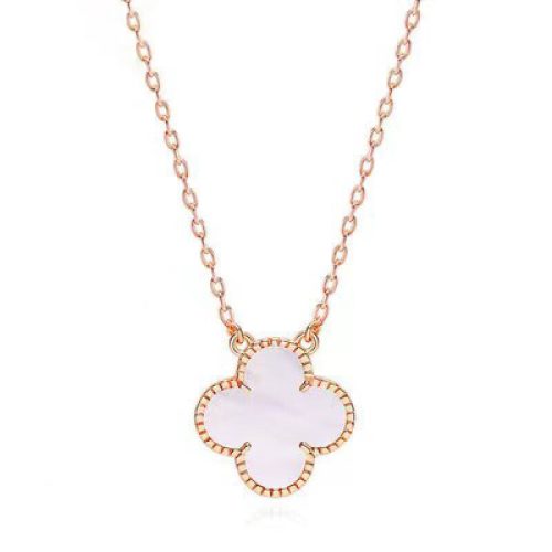 Pnstime Vintage Alhambra Pink Necklace
