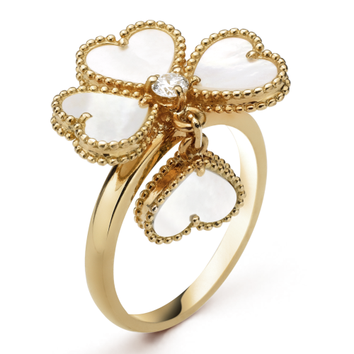 Pnstime Sweet Alhambra Effeuillage Pearls Ring Gift Jewelry