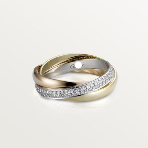 Pnstime Trinity Pave Diamond Ring for Couple