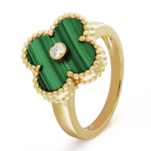 Pnstime Vintage Alhambra Malachite Ring Jewelry Gift