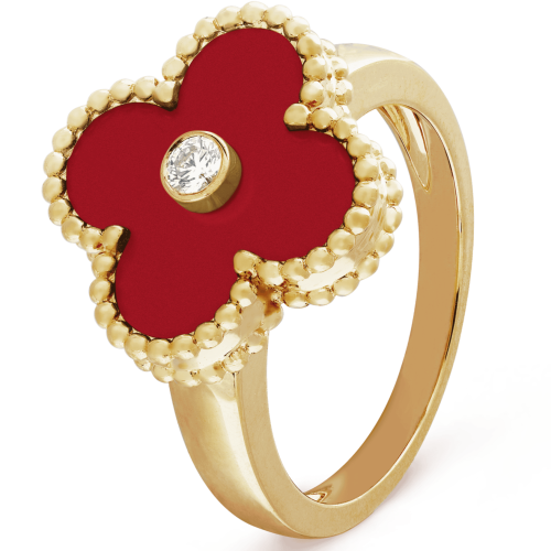 Pnstime Vintage Alhambra Carnelian Ring Gift Jewelry