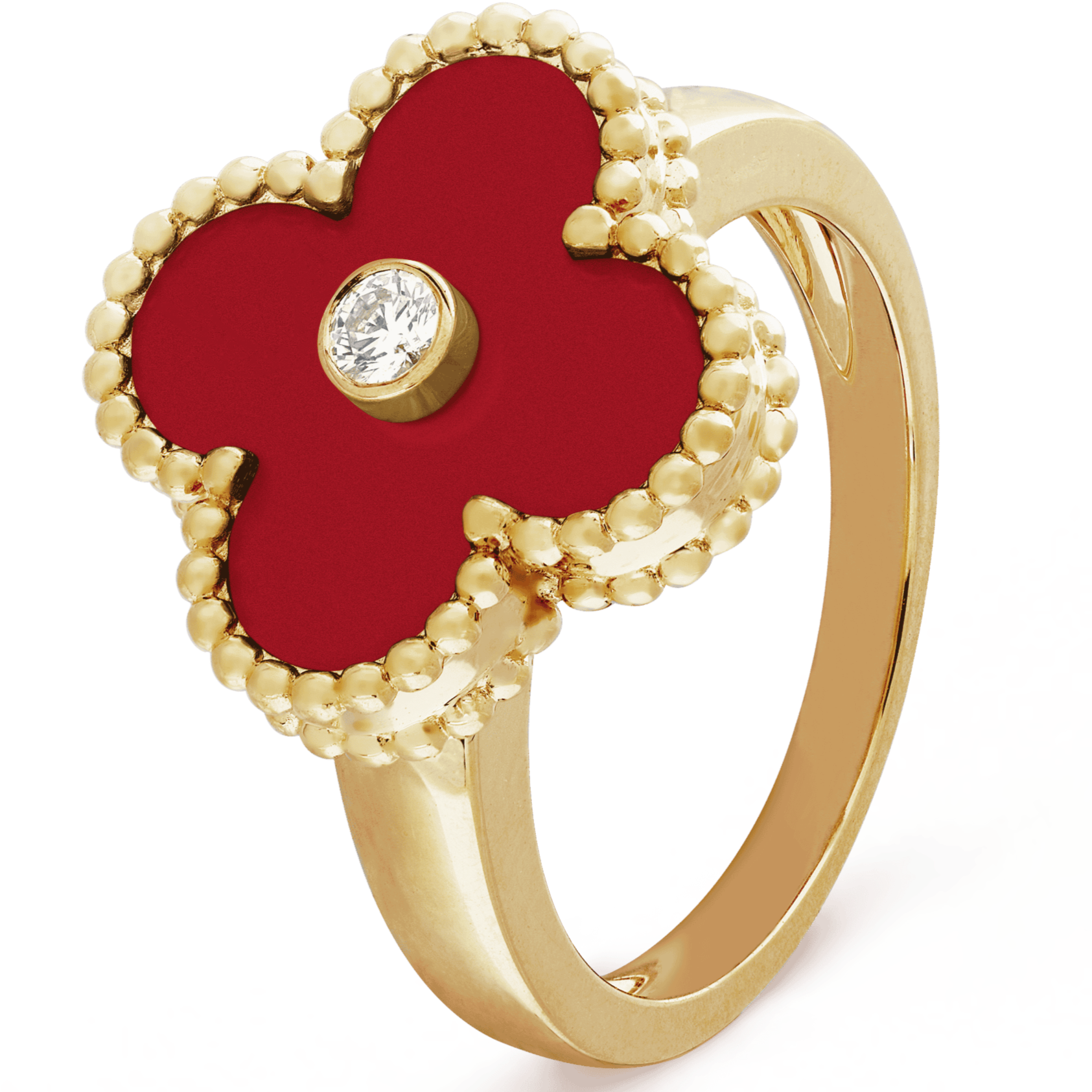 Pnstime Vintage Alhambra Carnelian Ring Gift Jewelry