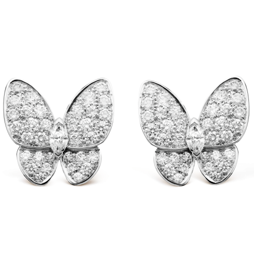 Pnstime Two Butterfly Diamonds Earrings Jewelry