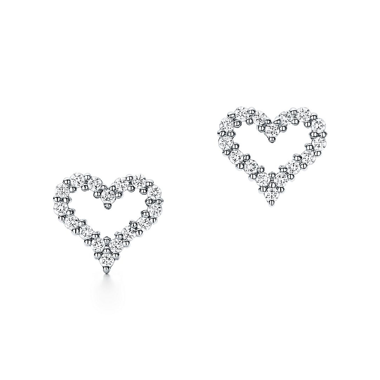 Pnstime T Heart Diamonds Earrings
