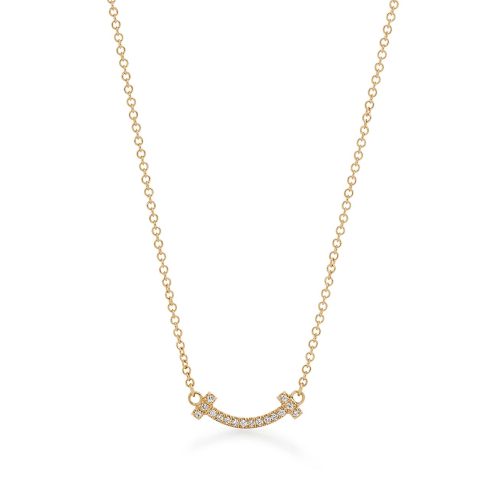 Pnstime T Small Diamond Pendant Necklace