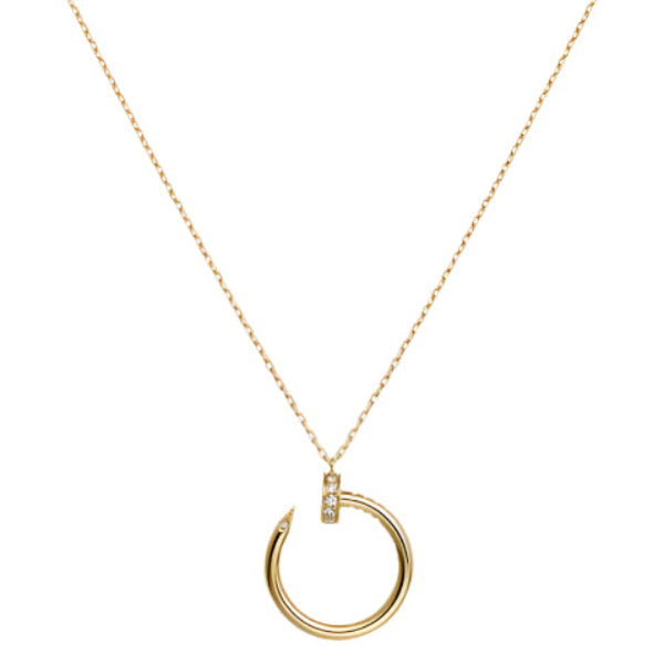 Pnstime Juste Un Clou Plain Round Diamonds Necklace Elegant Women