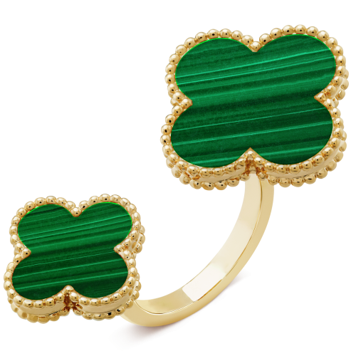 Pnstime Magic Alhambra Malachite Clover Ring Luxury
