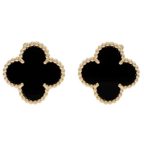 Pnstime Vintage Alhambra Black Earrings Gift Jewelry