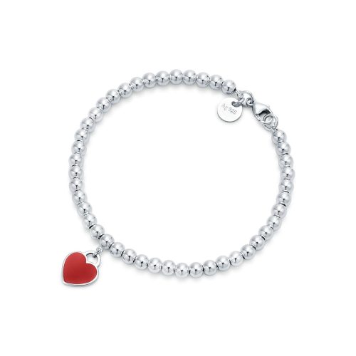Pnstime Return to Red Heart Tag Bead Bracelet