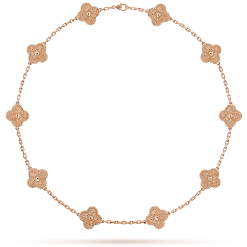 Pnstime Vintage Alhambra Rose Gold 10 Motifs Necklace Elegant Gift