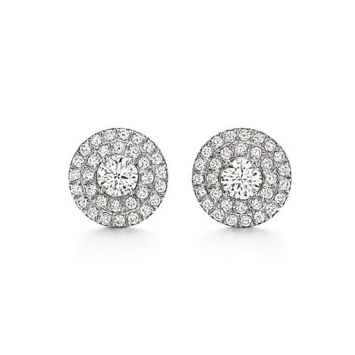 Pnstime T Soleste Diamonds White Gold Earrings