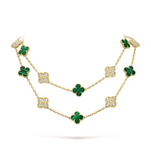 Pnstime Vintage Alhambra 20 Motifs Long Clover Necklace