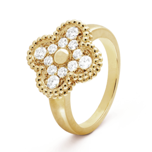 Pnstime Vintage Alhambra Diamonds Ring Gift Jewelry