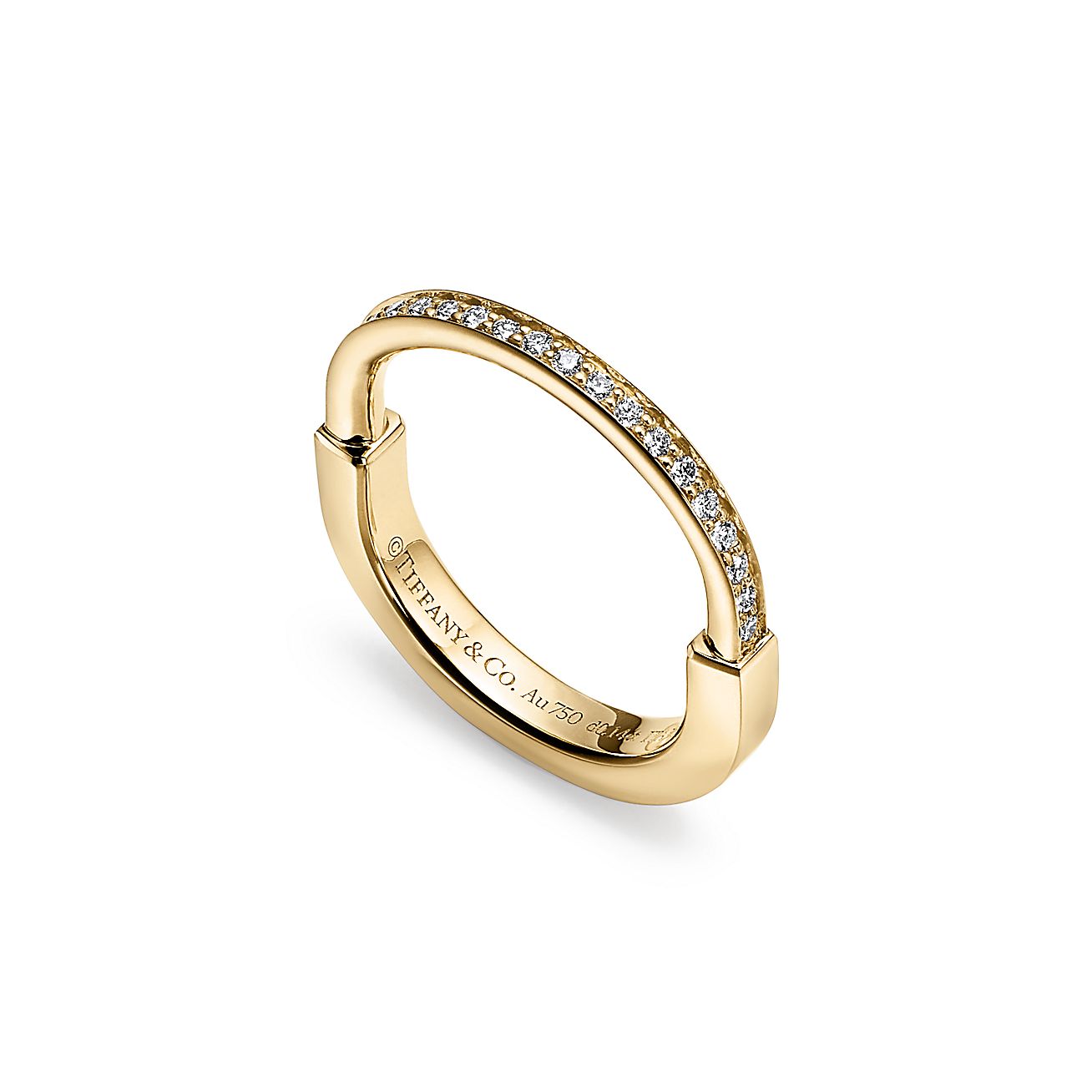 Pnstime T Lock Diamonds Yellow Gold Ring - Image 2